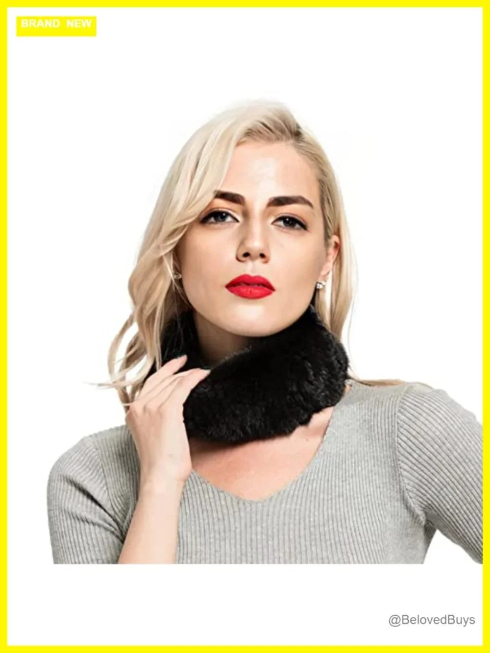 Real Rabbit Fur Headband Scarf Multifunctional Neck Warmer Hat